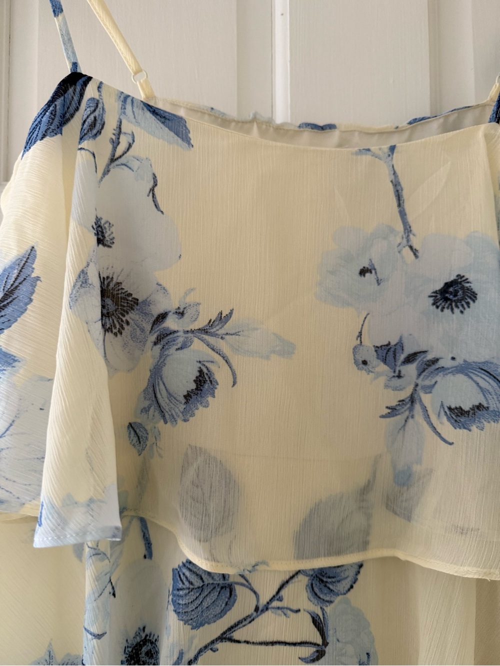 A New Day White Blue Chiffon Dress XL - Picture 5 of 7
